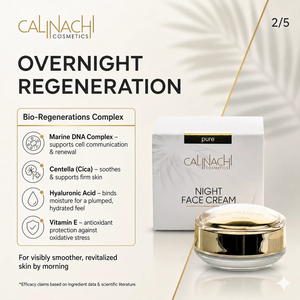 Regenerating Night Cream for Face, Neck, and Décolletage, 50ml skincare CALINACHI Cosmetics