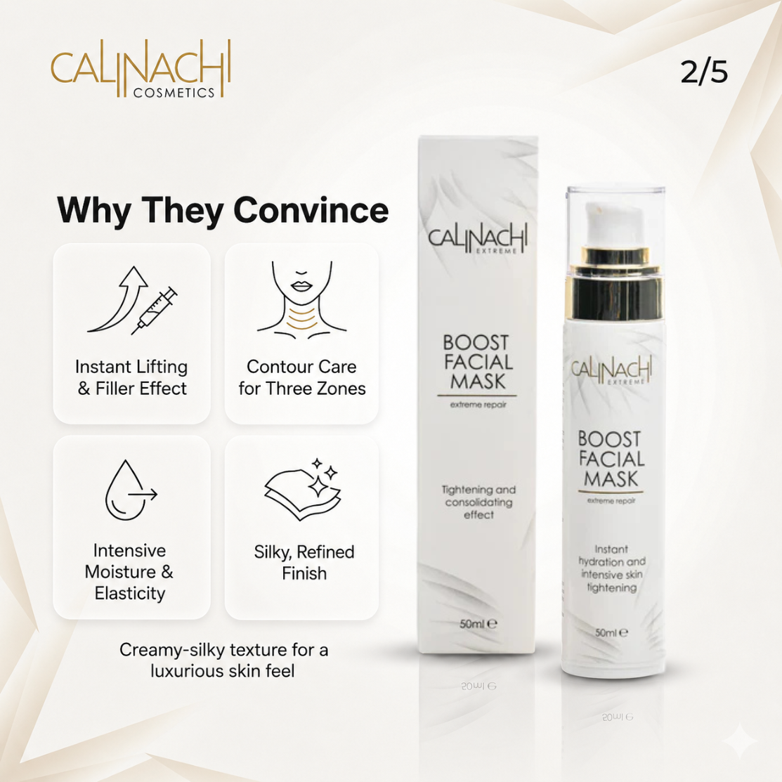 Boost Mask for Face, Neck, and Décolletage, 50ml. skincare CALINACHI Cosmetics