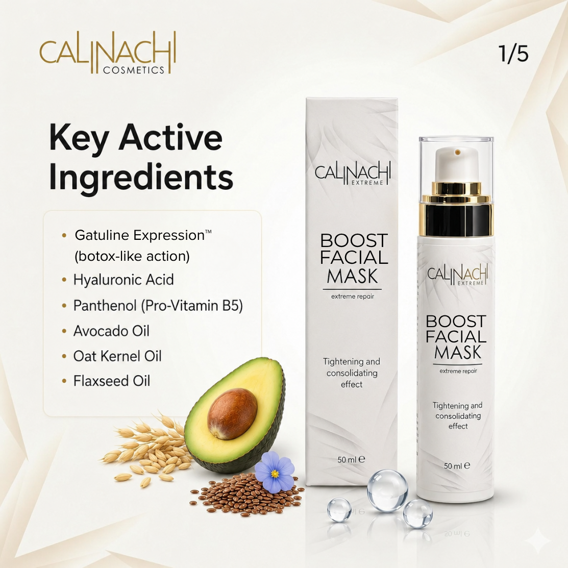 Boost Mask for Face, Neck, and Décolletage, 50ml. skincare CALINACHI Cosmetics