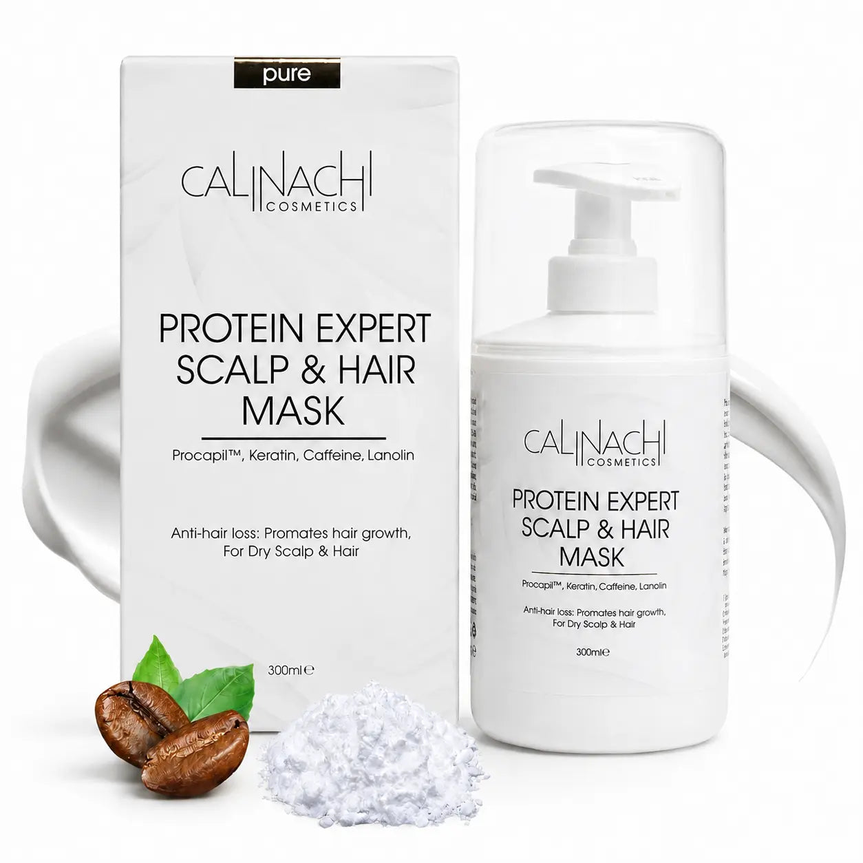 Protein Expert (Dry to Normal &amp; Normal) Anti-Hair Loss, Restorative, Mask for Scalp and Hair, 300 ml. haircare CALINACHI Cosmetics