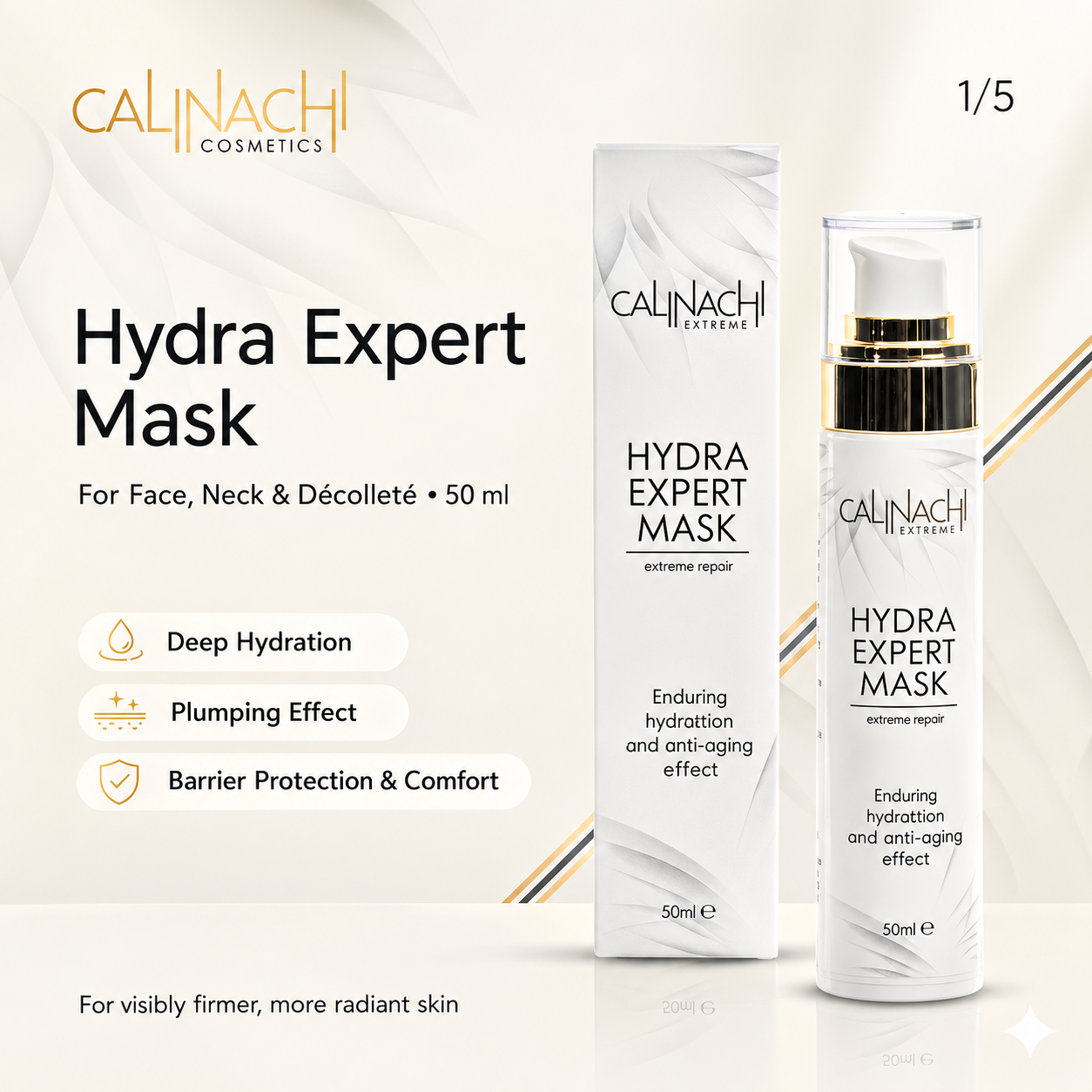 Hydra Mask for Face, Neck, and Décolletage, 50ml. skincare CALINACHI Cosmetics