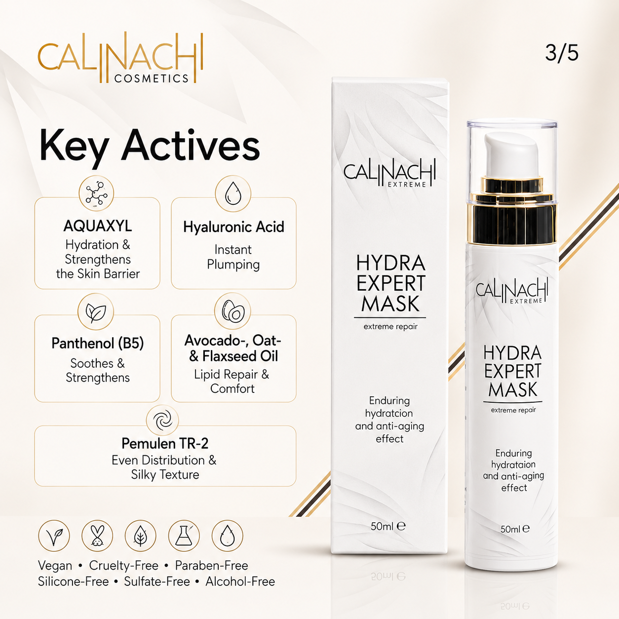 Hydra Mask for Face, Neck, and Décolletage, 50ml. skincare CALINACHI Cosmetics
