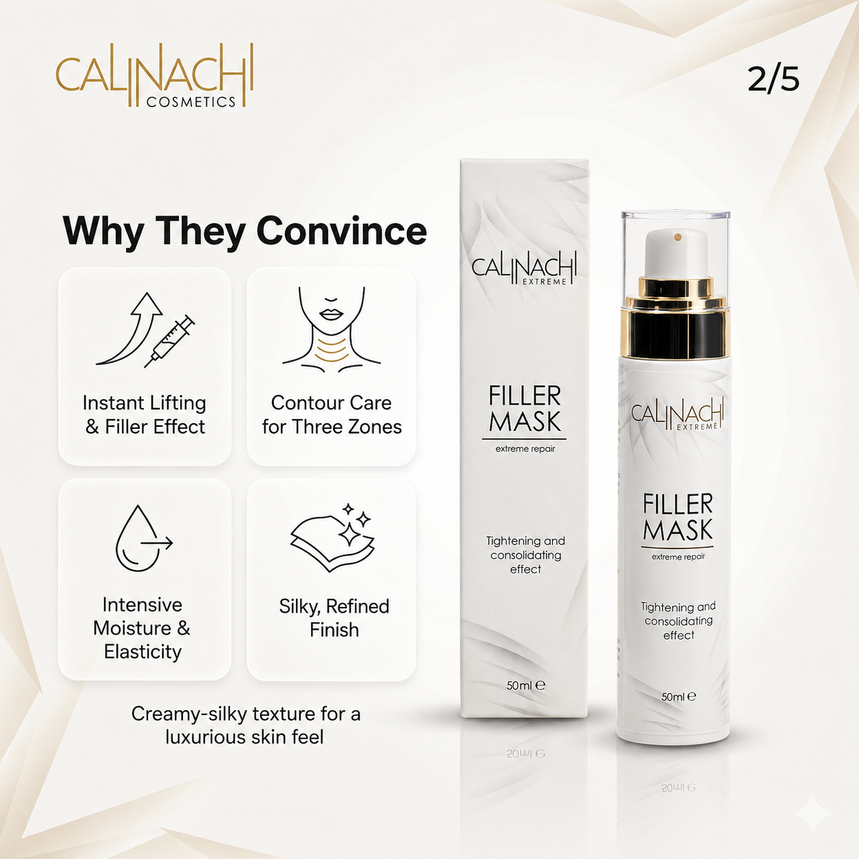 Filler Mask for Face, Neck, and Décolletage, 50ml. skincare CALINACHI Cosmetics