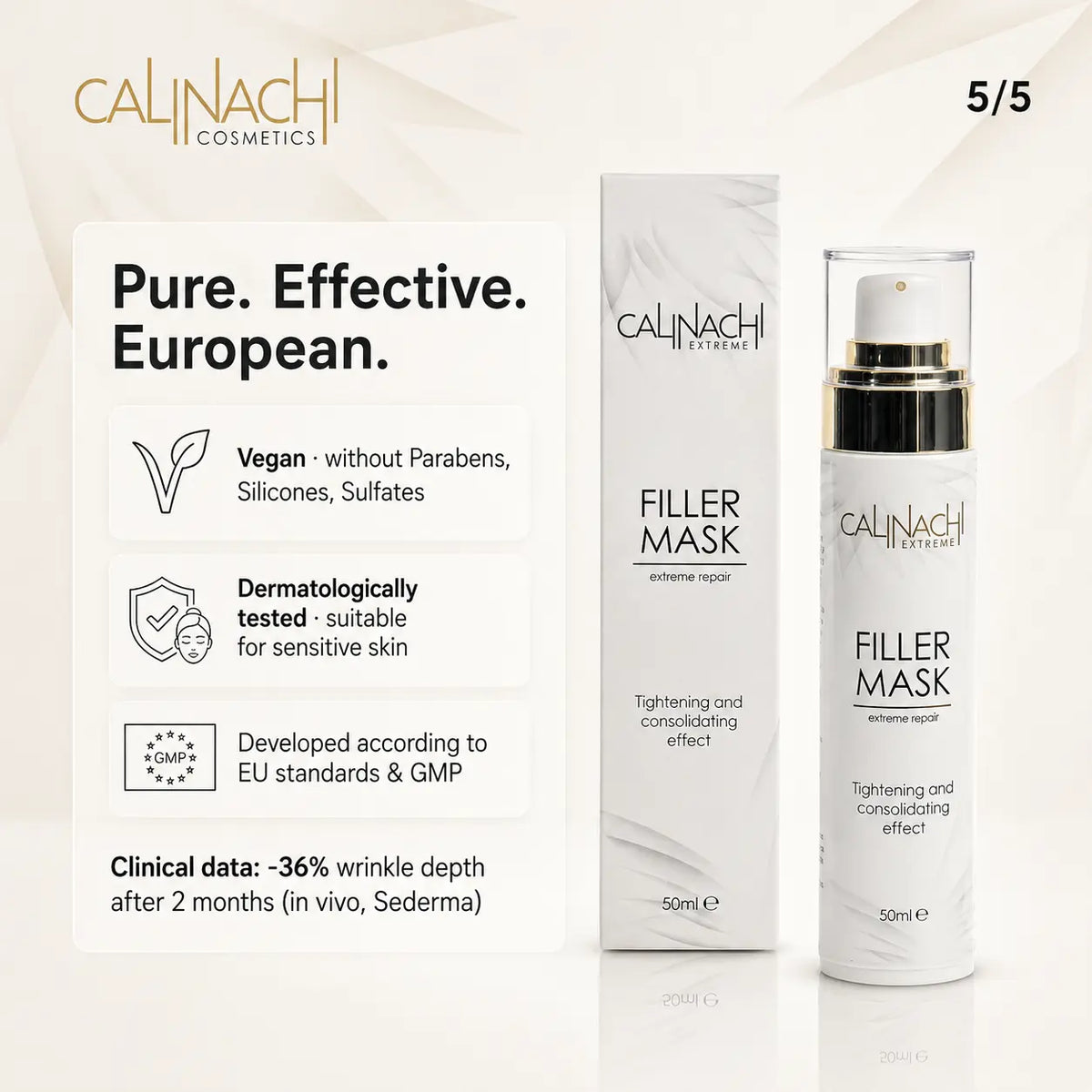 Filler Mask for Face, Neck, and Décolletage, 50ml. skincare CALINACHI Cosmetics