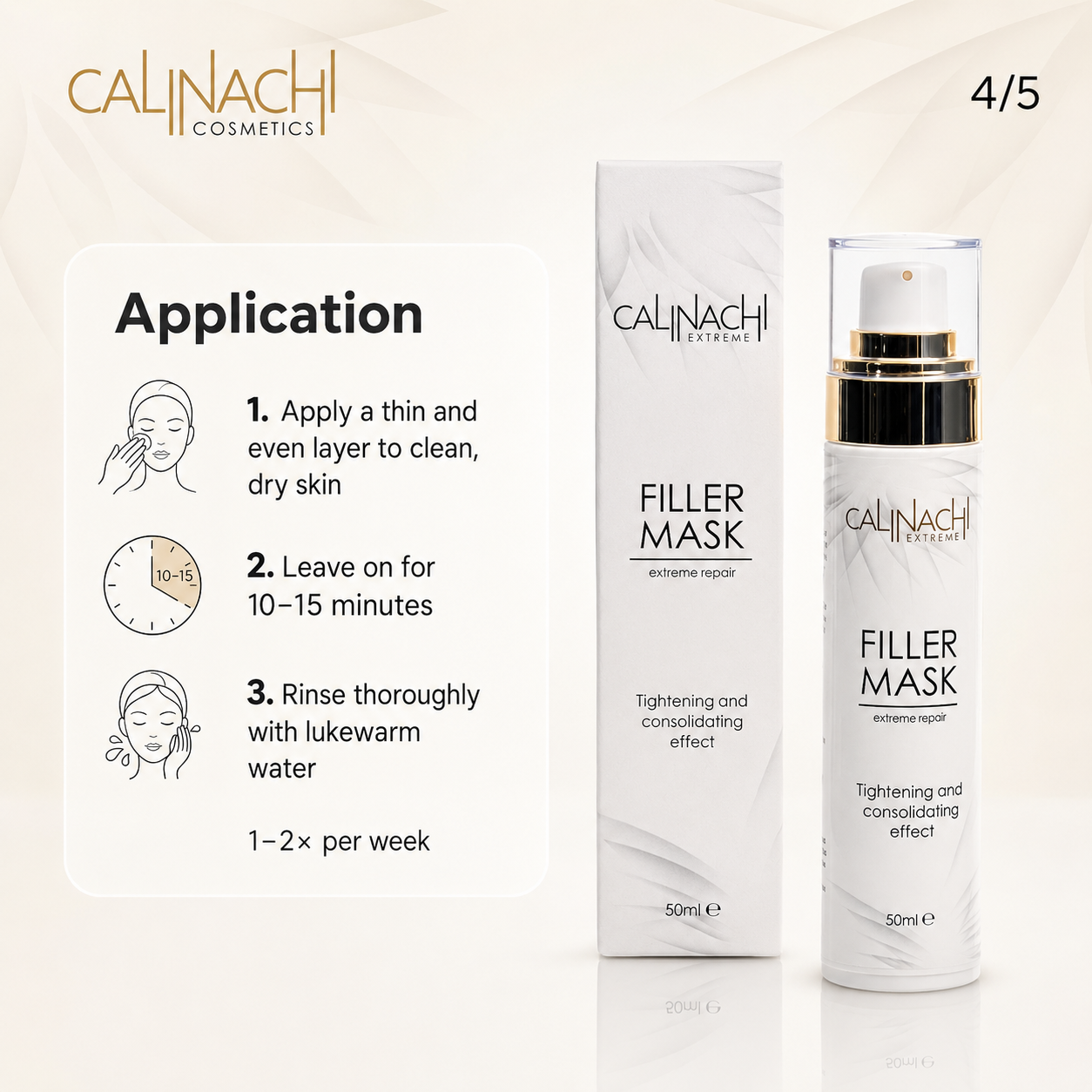 Filler Mask for Face, Neck, and Décolletage, 50ml. skincare CALINACHI Cosmetics