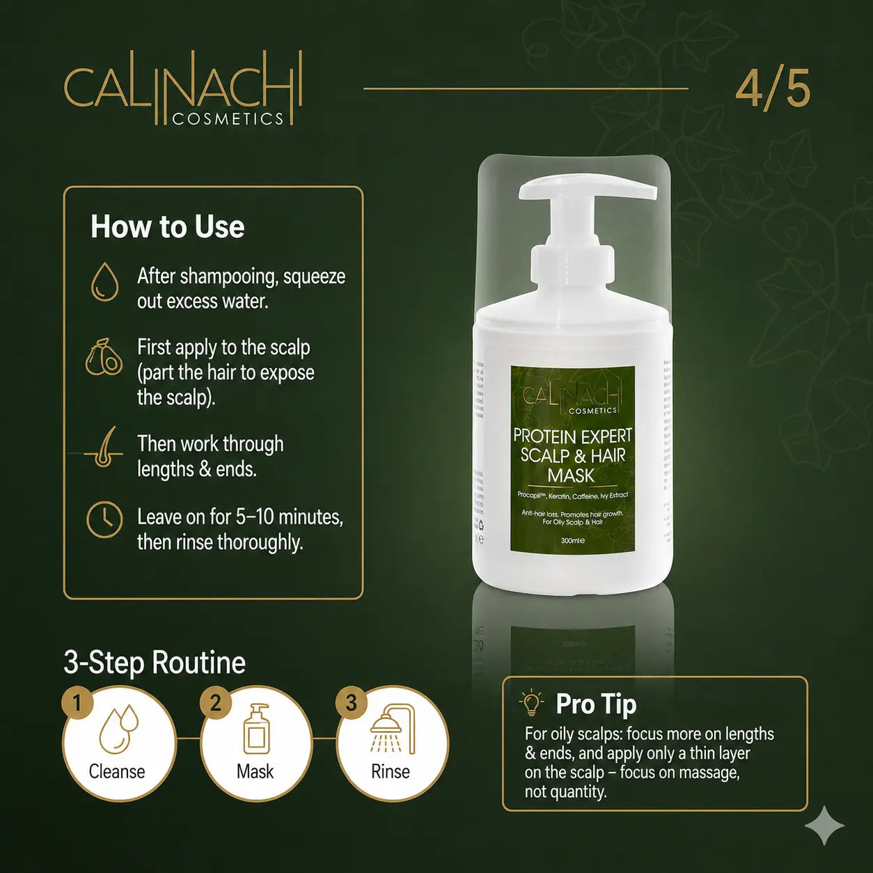 Protein Expert (Normal to Oily &amp; Oily) Anti-Hair Loss, Restorative, Mask for Scalp and Hair, 300 ml. haircare CALINACHI Cosmetics