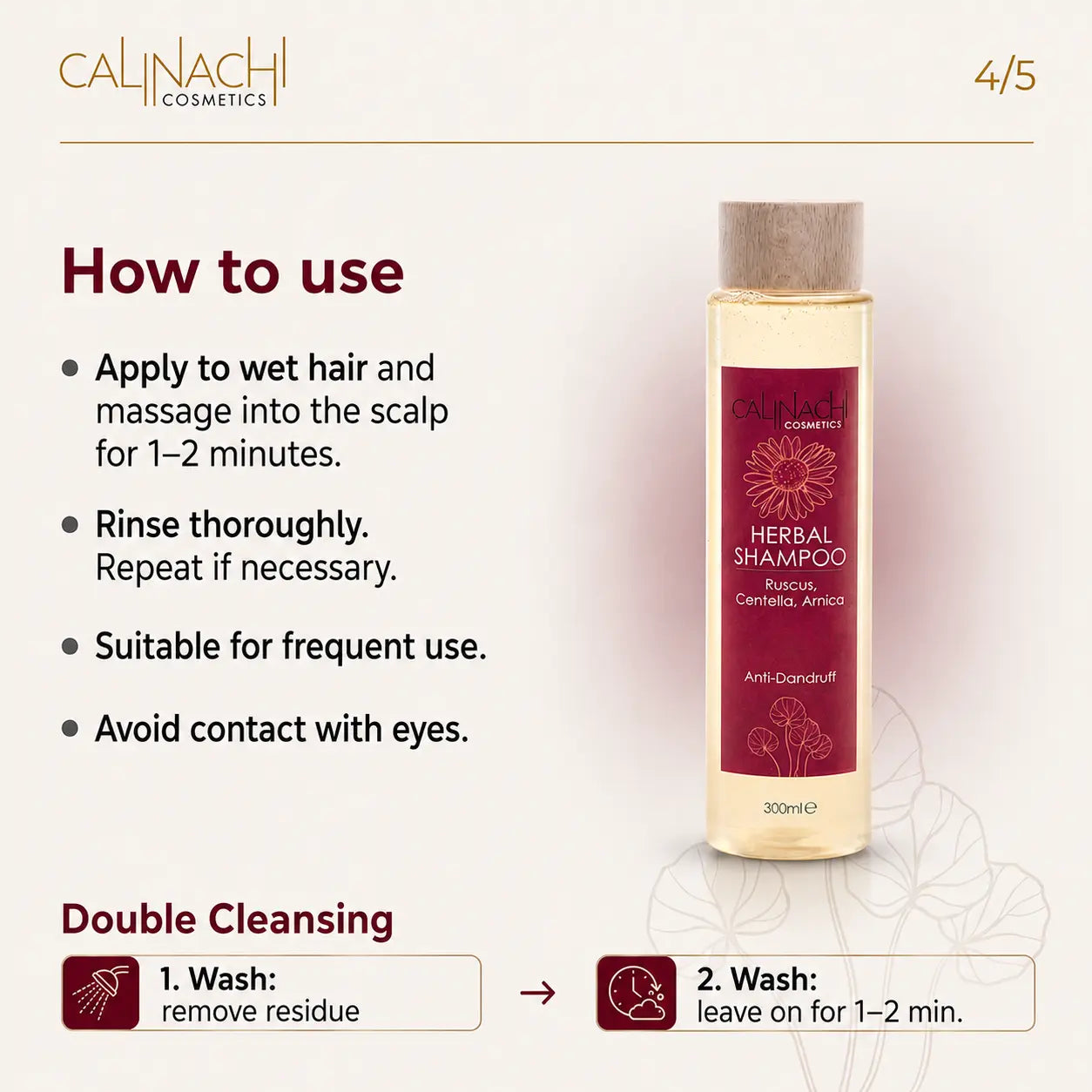 Anti Dandruff Herbal Shampoo, Sulfate Free, 300 ml. haircare CALINACHI Cosmetics