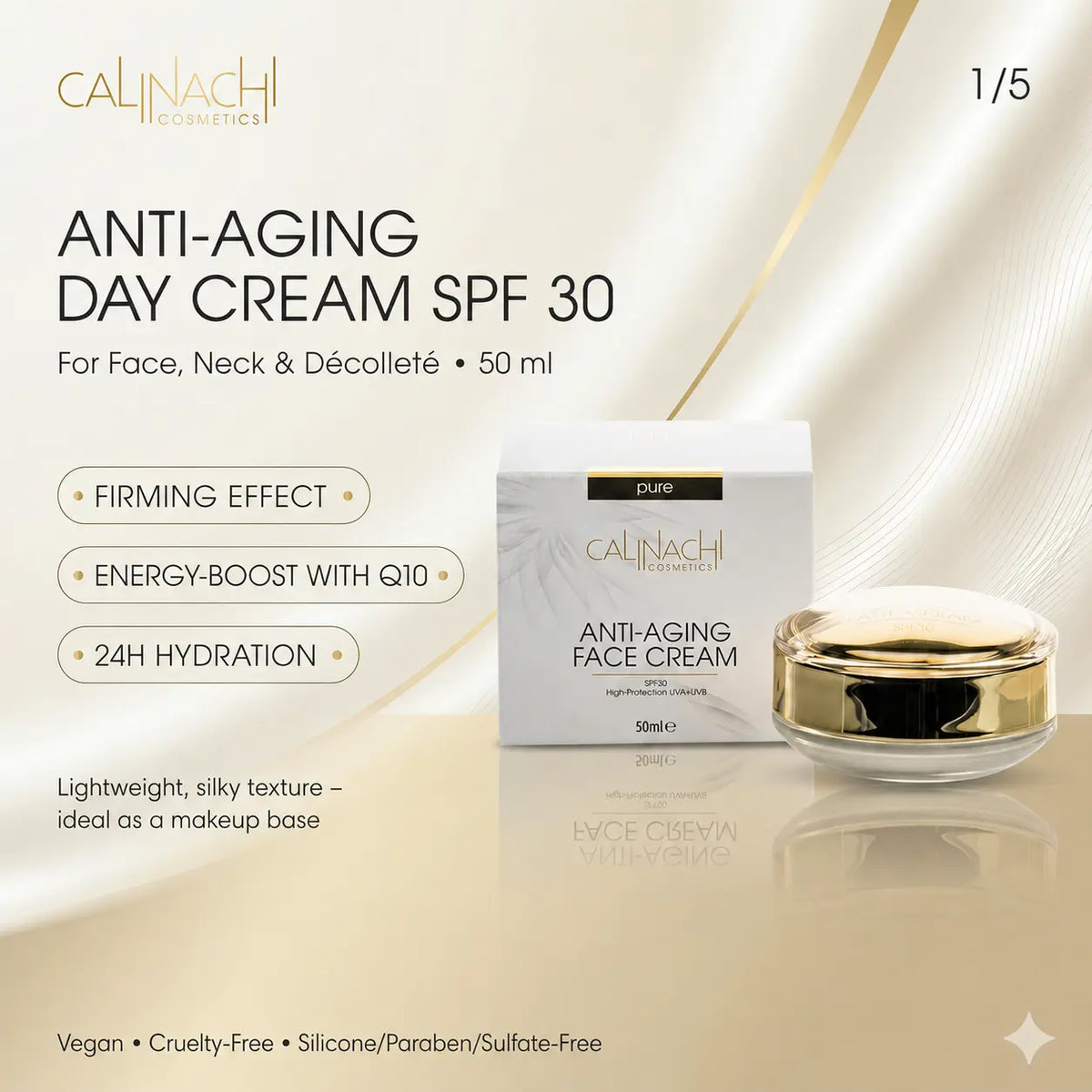 Anti-aging Day Face Cream for Face, Neck, and Décolletage, SPF30, 50ml. skincare CALINACHI Cosmetics