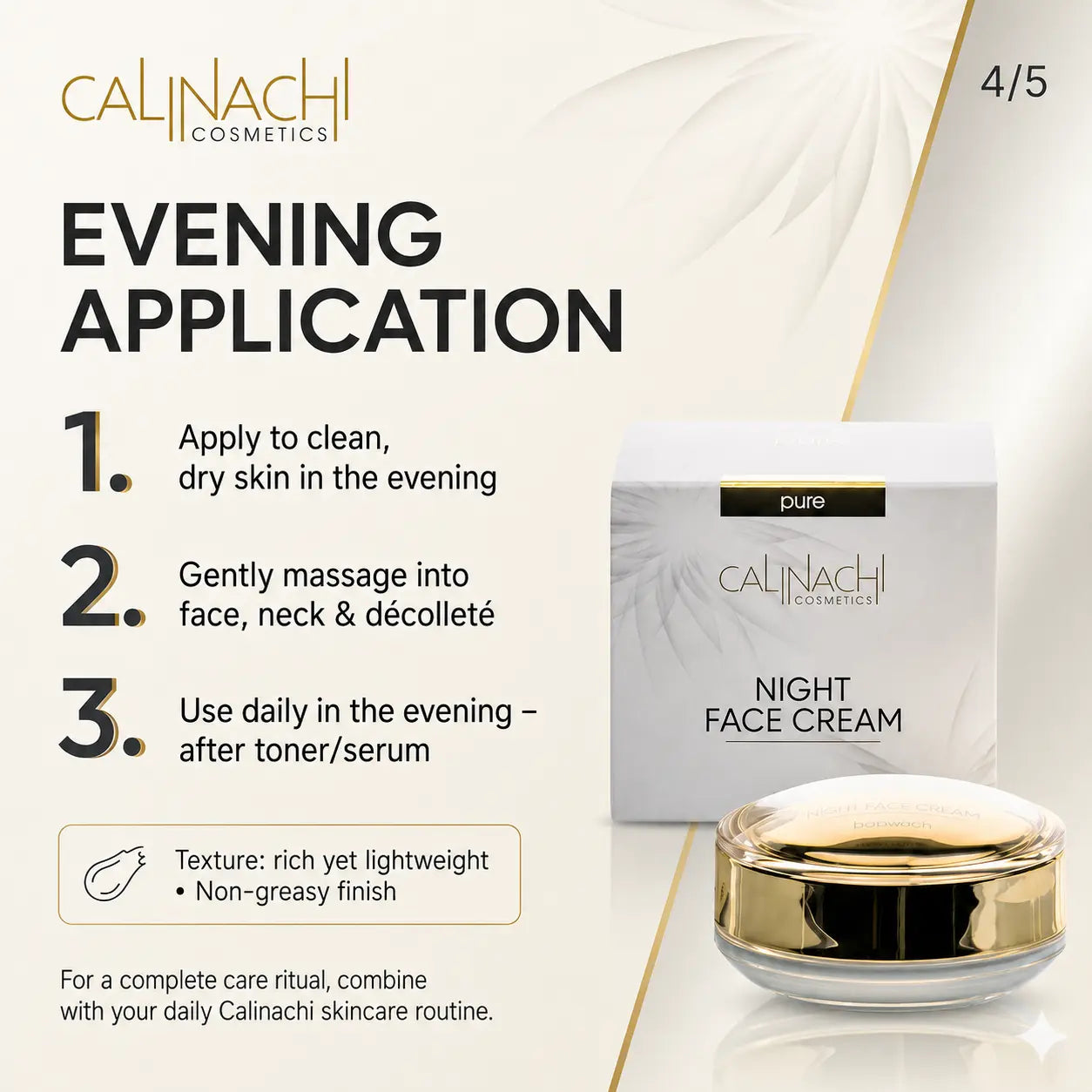 Regenerating Night Cream for Face, Neck, and Décolletage, 50ml skincare CALINACHI Cosmetics