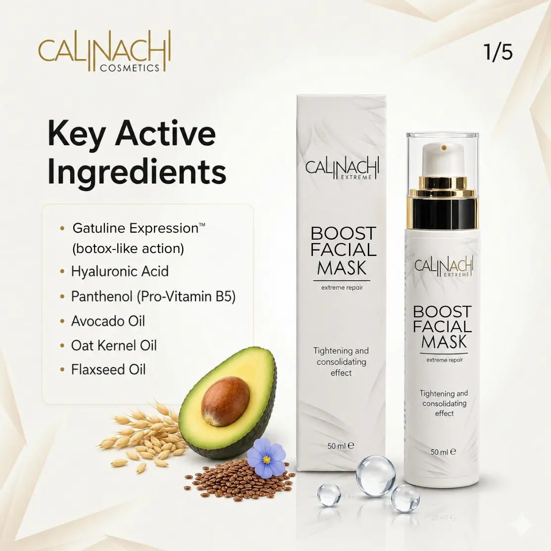 Boost Mask for Face, Neck, and Décolletage, 50ml. skincare CALINACHI Cosmetics